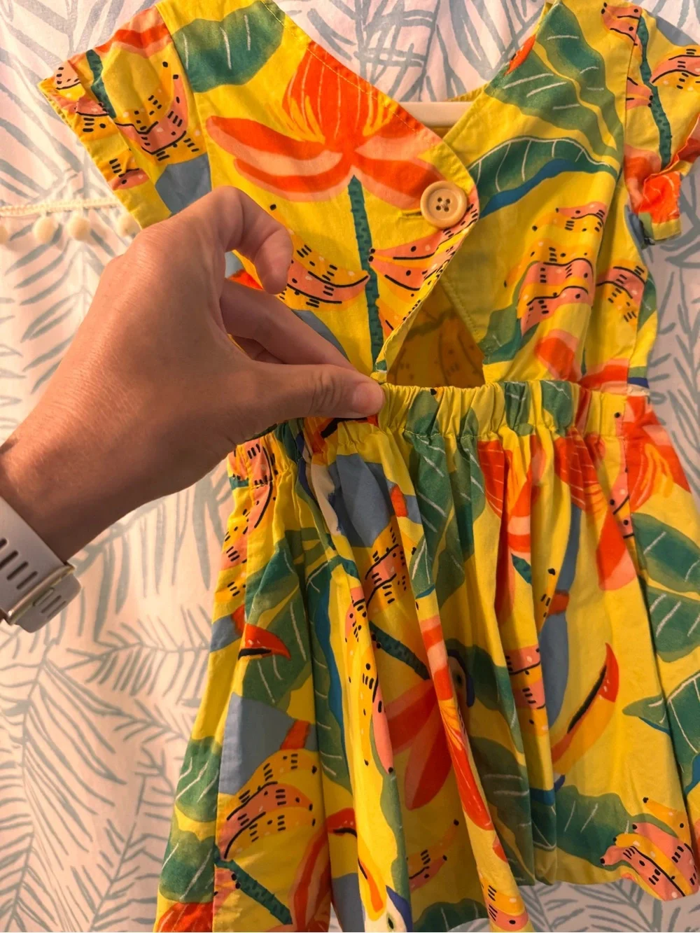 Tea Collection Tropical Floral Yellow Twirl Dress with Peek-a-boo Back - Picture 7 of 8